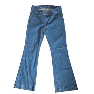 Kimes Ranch Jeans Lola Mid Rise Flare Leg Women's Size 10 30X30 Indigo Blue